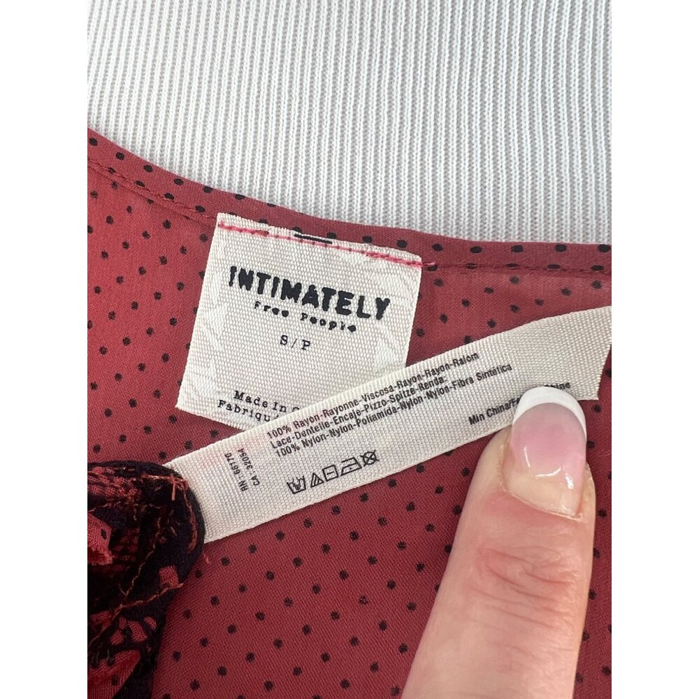 Free People Burnt Red & Black Voile & Lace Slip Dress | Boho Coastal Cowgirl S - Picture 11 of 12